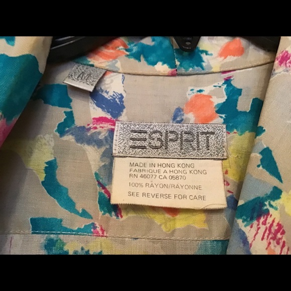 VINTAGE ESPRIT DRESS sz M - 80’s 90’s WATERCOLOR PRINT - Picture 10 of 12